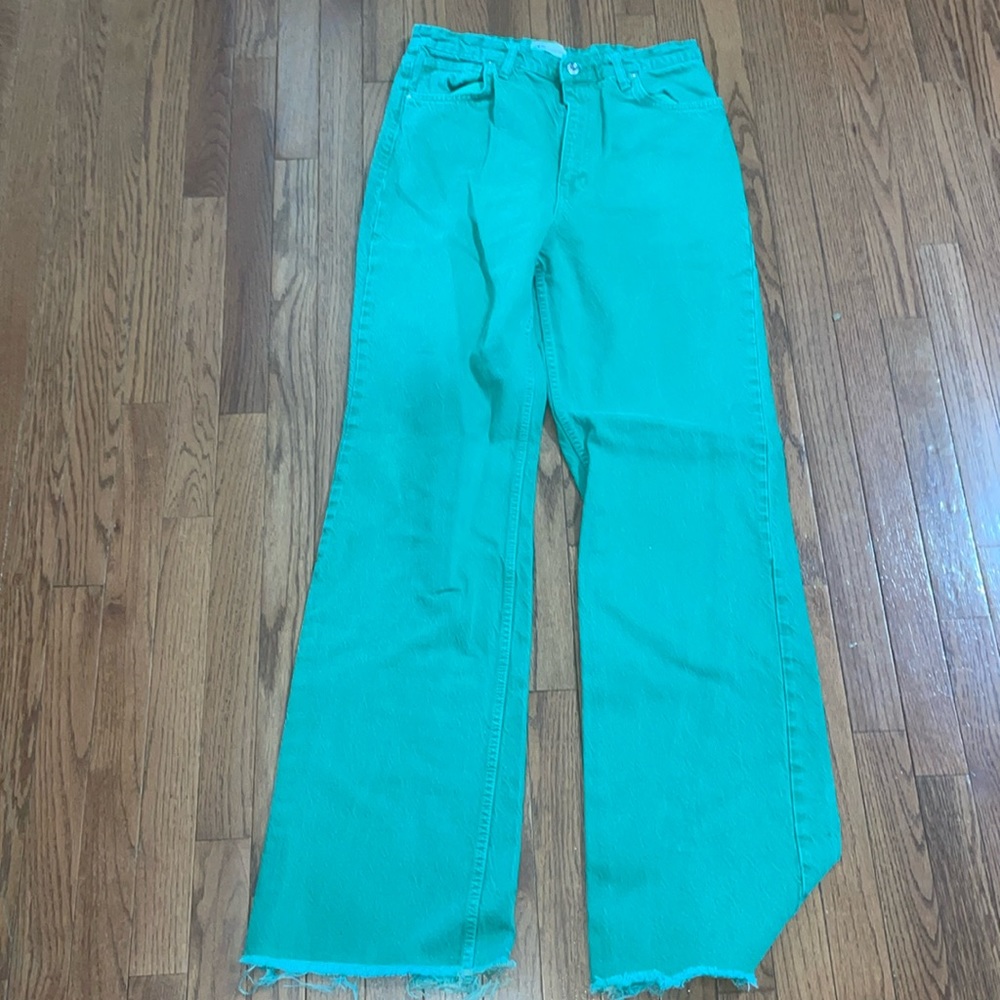 Zara wide leg pants greens 10